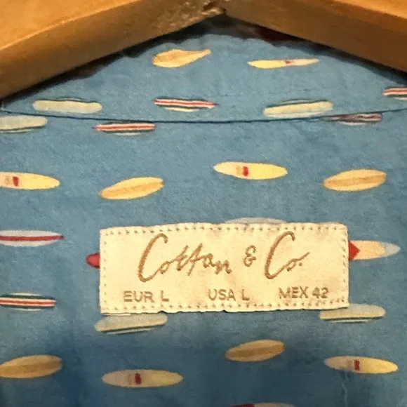 Cubavera Blue Shirt with Colorful Pattern - Picture 2 of 4